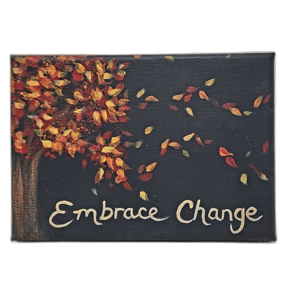 Fall Tree with falling Leaves Original Mini Painting